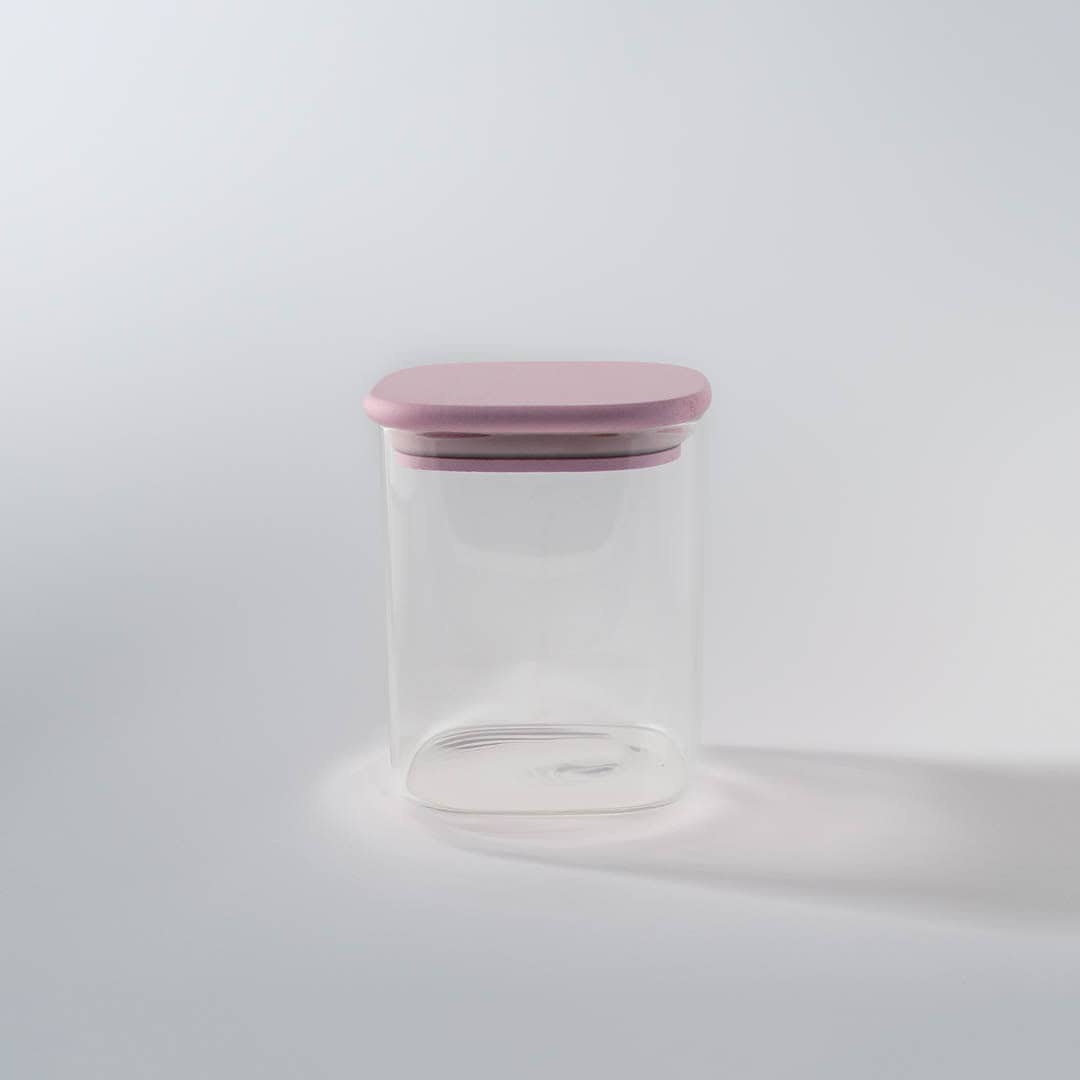 Neliölasipurkki 950 ml bambukannella keittiön säilytykseen
