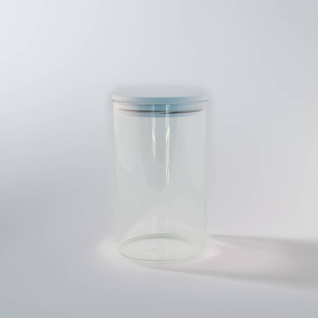 Pyöreä lasipurkki bambukannella 1100 ml valkoinen