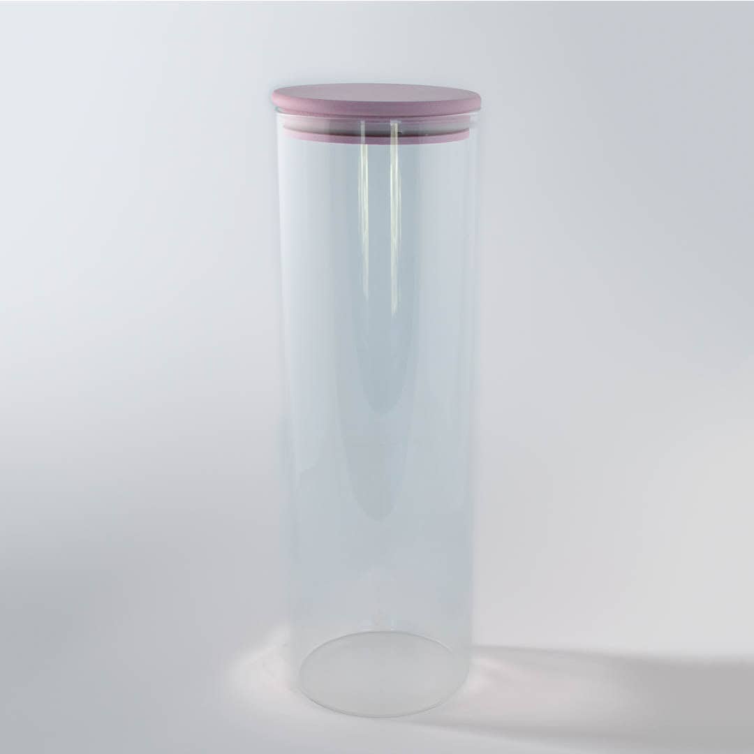 Pyöreä lasipurkki bambukannella 2250 ml vaaleanpunainen