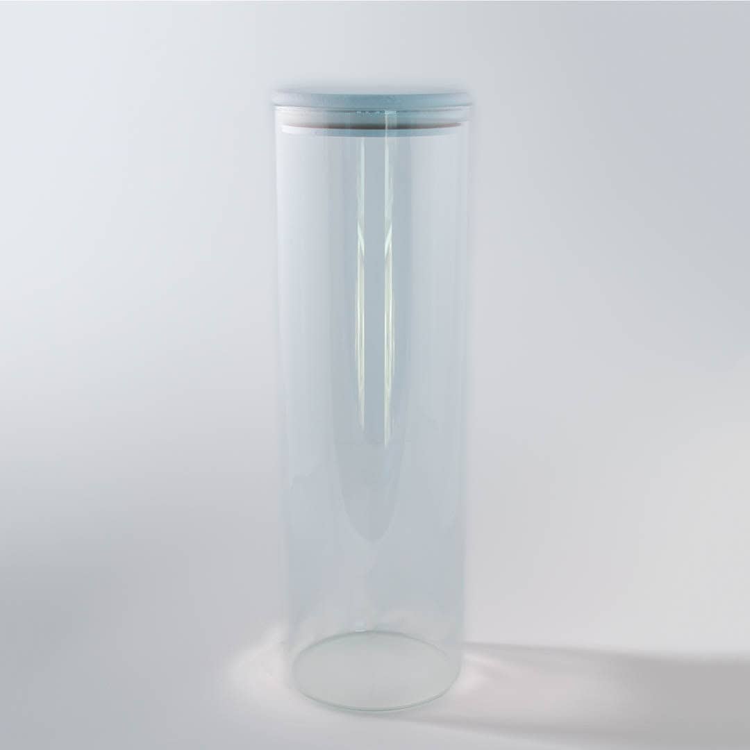 Pyöreä lasipurkki bambukannella 2250 ml valkoinen